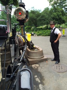 Stopping for a drink of cool water from a water trough used by horses for more than a century