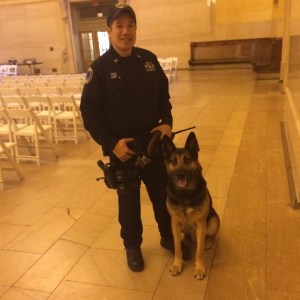 K-9 George and MTA Police Officer Allan Fong after graduation